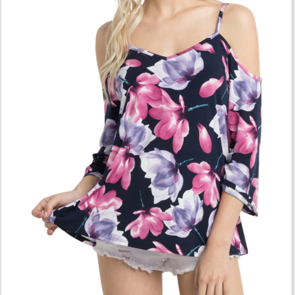 Floral Cold Shoulder Top
